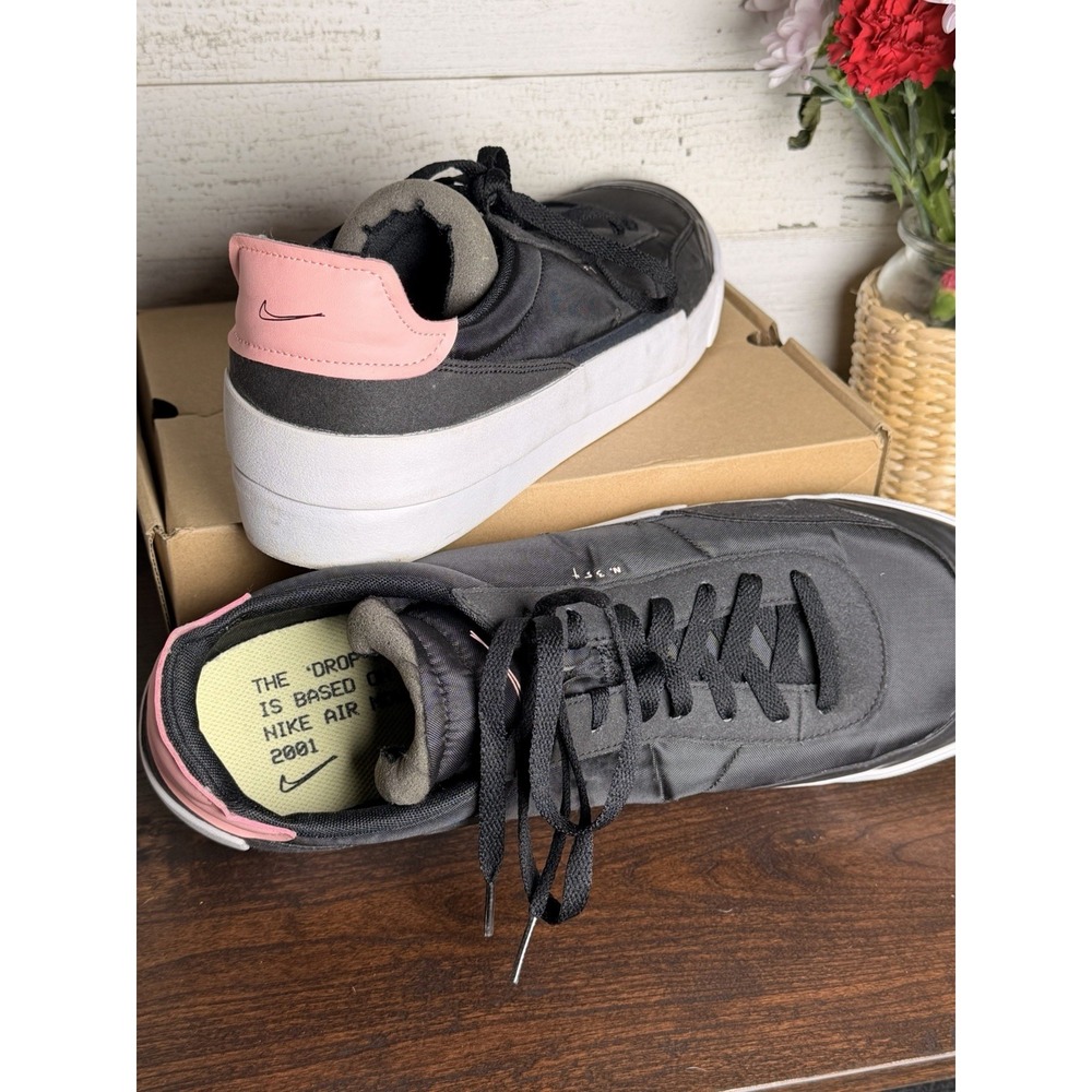 Nike Drop-Type LX N.354 sneakers in black with pink heel accents
